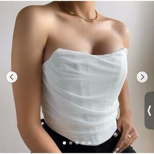 Fashion Classic Collection Top Women M Cream Sleeveless Strapless Corset Top NEW